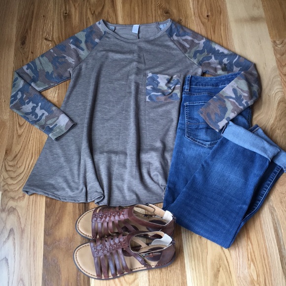 Tops - Camo Contrast Tunic NWOT